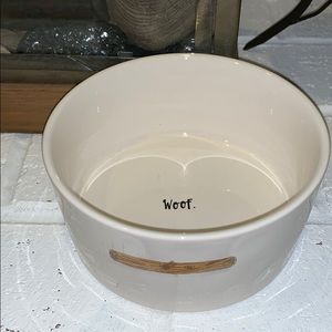 Rae Dunn Dog Dish Woof.